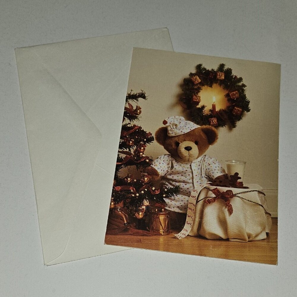 VTG 1 Single Dakin Teddy Bear Greeting Card Holiday Cookie Recipe NEVER USED